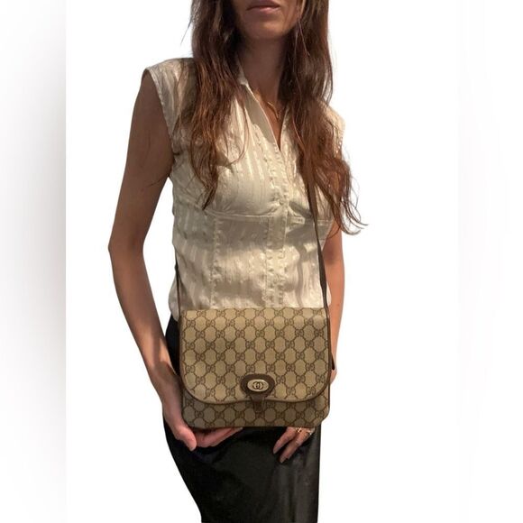 Gucci Brown Crossbody Bag with Leather Trim - Picture 15 of 15
